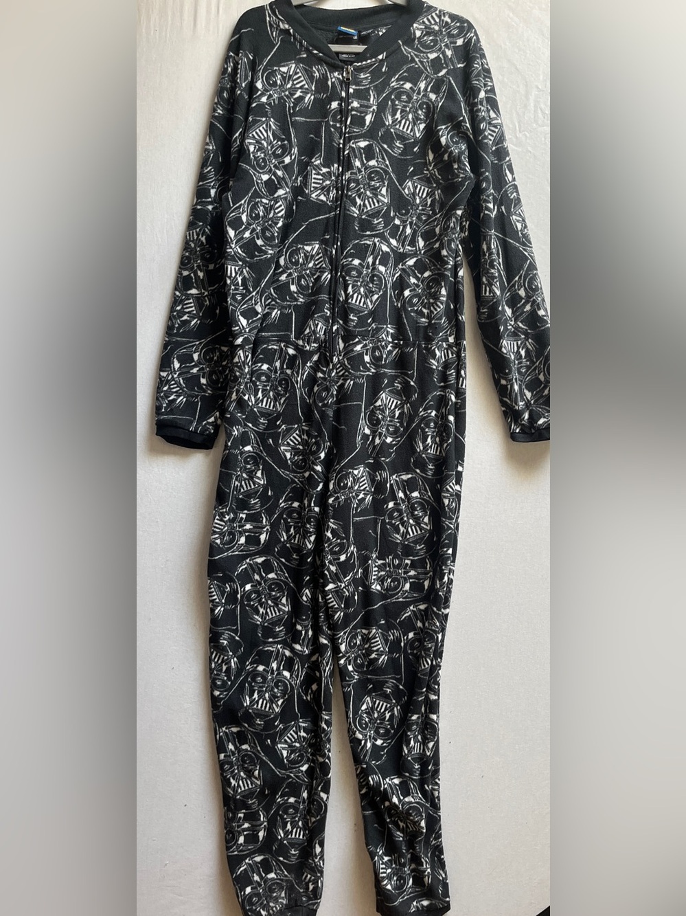 Star Wars Mens Fleece One Piece Pajamas Onesie Sleeper Black White (See Size)